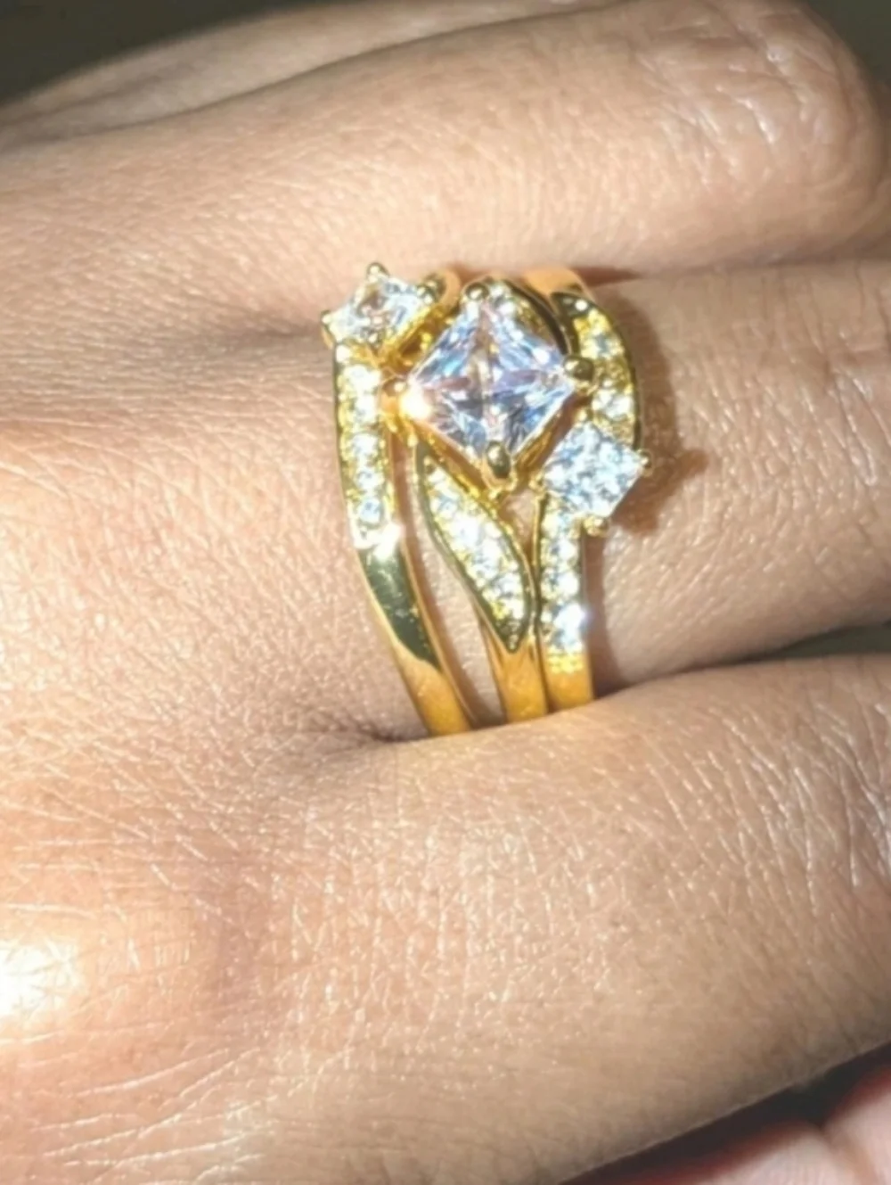 3ct Lab Created Diamond Engagement Bridal Ring Set 14k Yellow Gold Plated 10